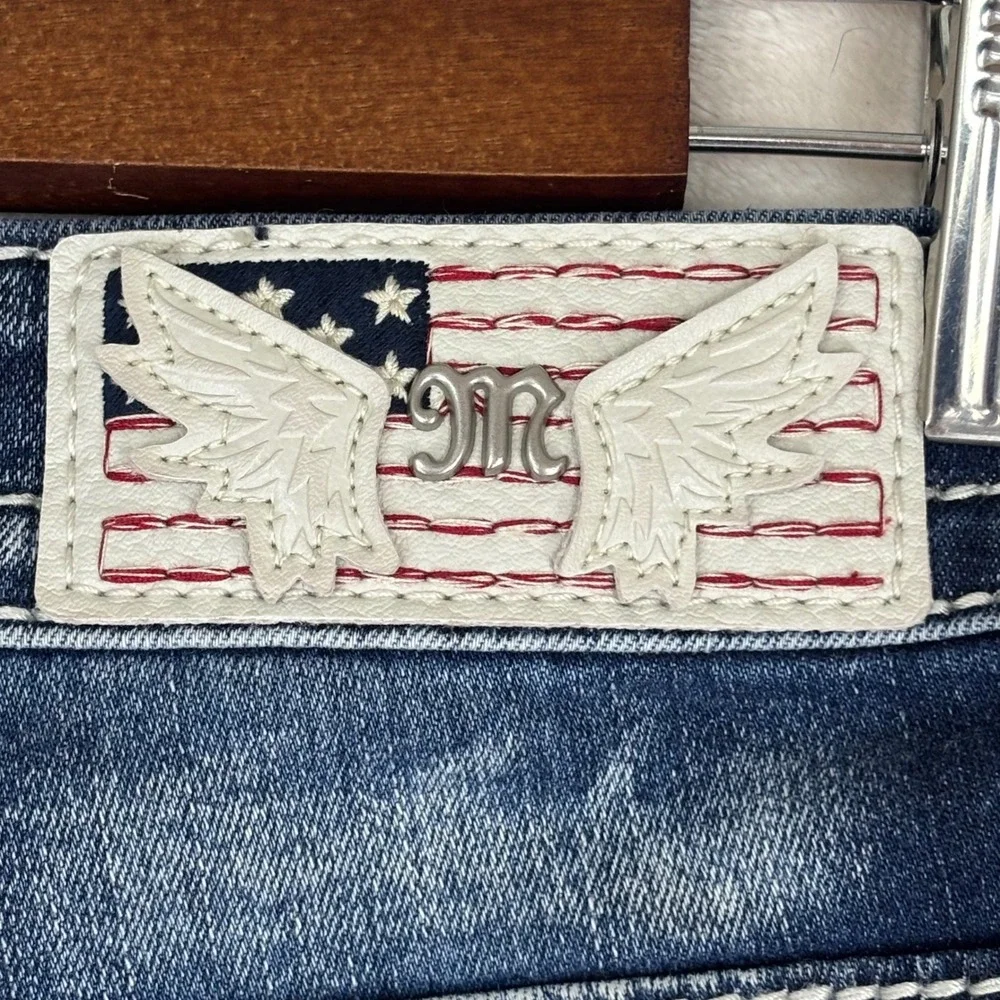 MISS ME American Flag Jeans Eagle Mid Rise Bootcut Dark Long 29 Rodeo Western